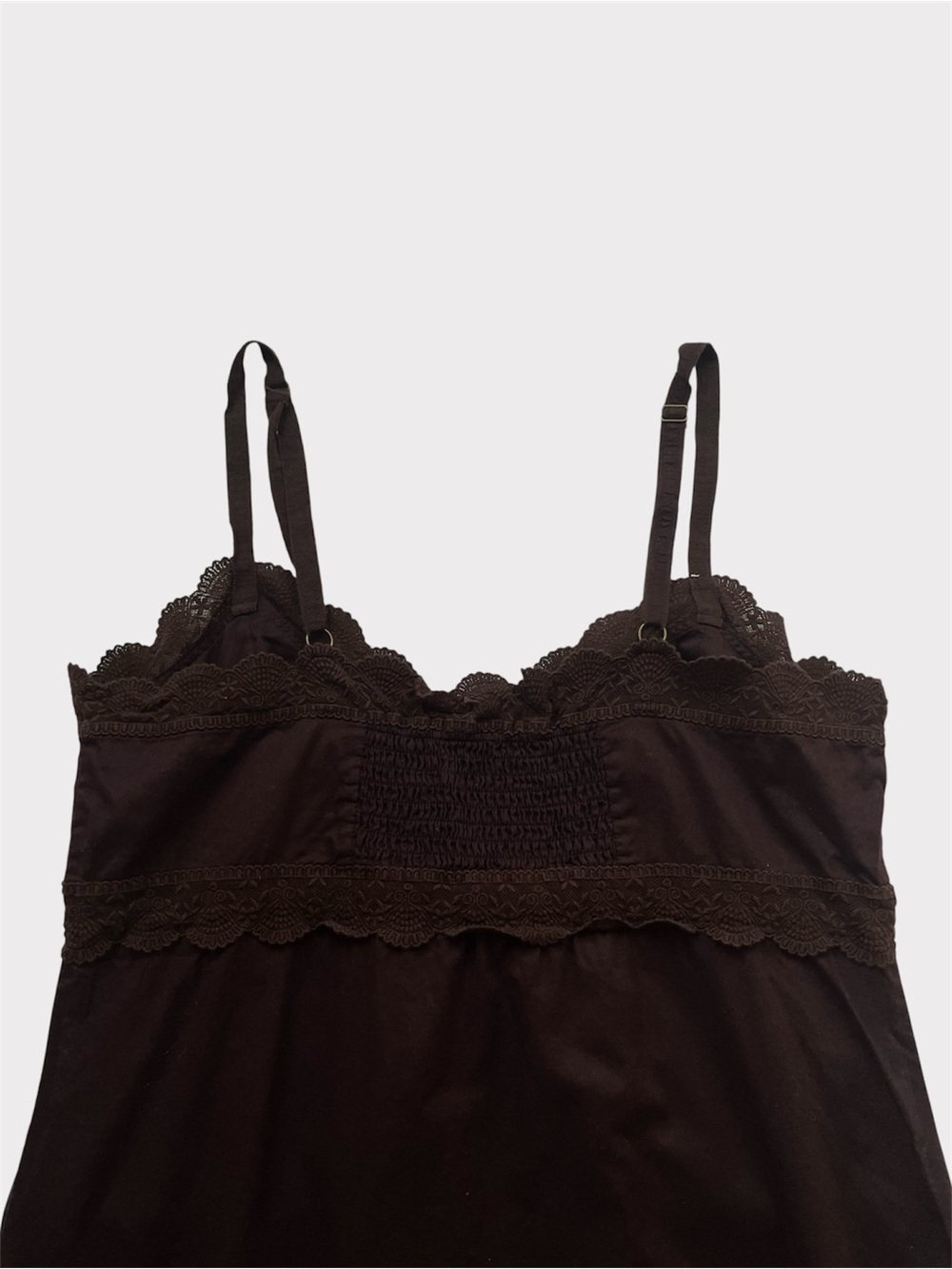 90's Vintage Victoria's Secret Brown lace trim maxi cotton dress - Picture 7 of 9